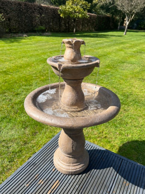 Antique Stone Effect Classic Grey 3 Tier Fountain Water Feature