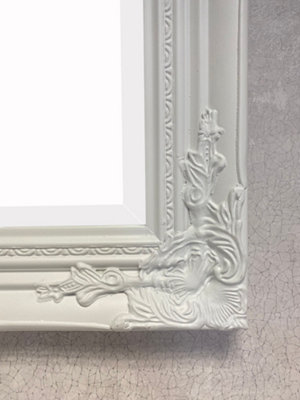 Antique Style Plain White Wood Frame Wall Mirror