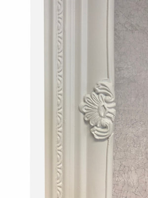 Antique Style Plain White Wood Frame Wall Mirror