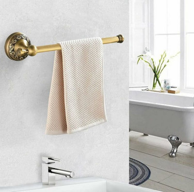 Antique towel rack, retro brass towel bar, vintage wall-mounted ...