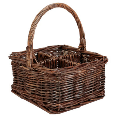 Antique Wash Square 4 Section Kitchen Storage Cutlery Basket Gift Idea