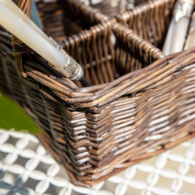 Antique Wash Square 4 Section Kitchen Storage Cutlery Basket Gift Idea - 4