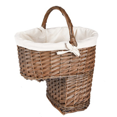 Antique Wash Stair Laundry Storage Basket With White Lining