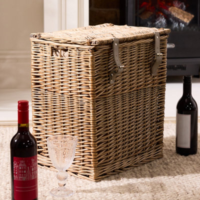 Antique Wash Vinter Storage Hamper Wine Bottle Basket