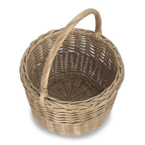 Antique Wash Wicker Round Orchard Shopping Basket