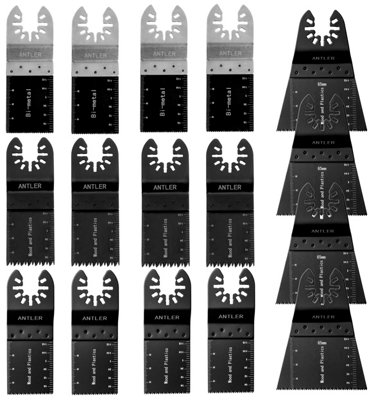 Antler QAB16CBA 16 Oscillating Multi Tool Saw Blade Wood, Bi-metal and Coarse Combo Pack of 16