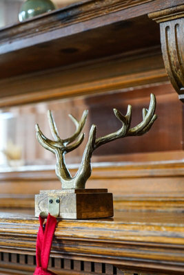 Antler Stocking Holder Antique Brass Cast Iron H18Cm W20Cm D17Cm