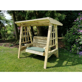 Antoinette Garden Swing Seat - Seats Two, Wooden Garden Swinging Seat Hammock - L125 x W180 x H185 cm - Minimal Assembly Required