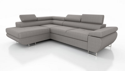 Anton Large Corner Sofa Bed in Light Grey Left Facing