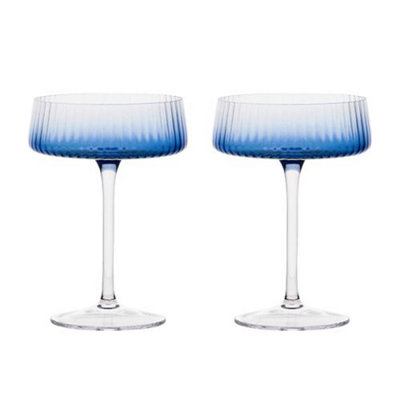 Anton Studios Empire Set of 2 Champagne Saucers Blue