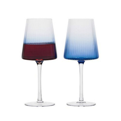 Anton Studios Empire Set of 2 Wine Glasses Blue