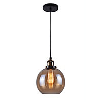 Antonio 1 light Hanging Amber Glass Ceiling Pendant with Filament Bulb