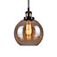 Antonio 1 light Hanging Amber Glass Ceiling Pendant with Filament Bulb