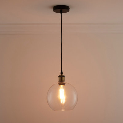 Antonio 1 light Hanging Clear Glass Ceiling Pendant with Filament Bulb