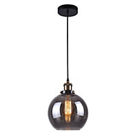 Antonio 1 light Hanging Smokey Glass Ceiling Pendant with Filament Bulb
