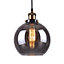 Antonio 1 light Hanging Smokey Glass Ceiling Pendant with Filament Bulb