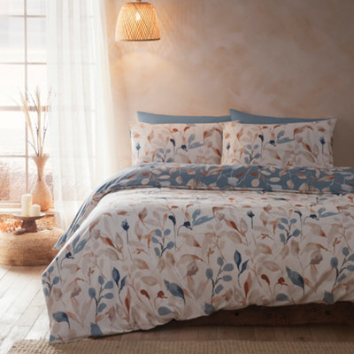 Anya All-Over Leaf Print Blue Eco Duvet Cover Set