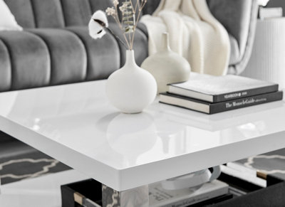 Large white coffee table deals with storage