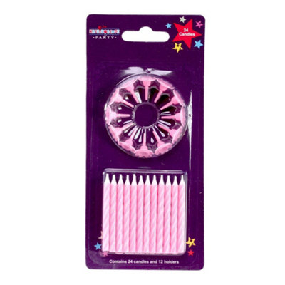 Apac Candle & Holder (Pack of 24) Baby Pink (One Size)
