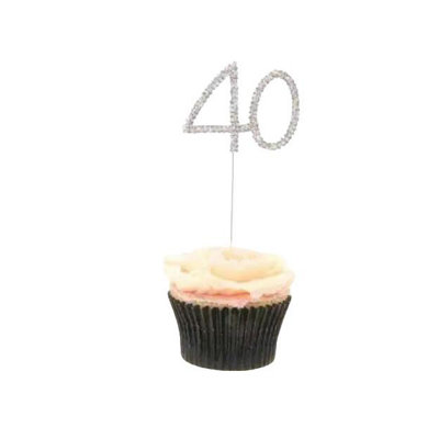 Apac Diamante 40th Cake Topper Silver (One Size)