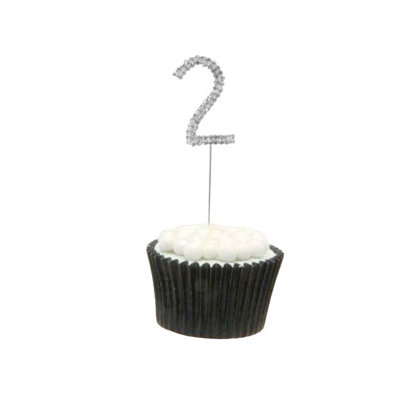 Apac Rhinestone 2nd Birthday Cake Topper Silver (One Size)