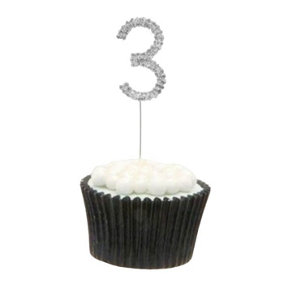 Apac Rhinestone 3rd Birthday Cake Topper Silver (One Size)