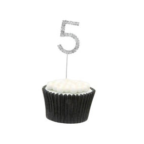 Apac Rhinestone 5th Birthday Cake Topper Silver/Clear (One Size)
