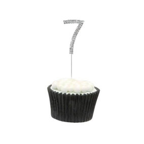 Apac Rhinestone 7th Birthday Cake Topper Silver/Clear (One Size)