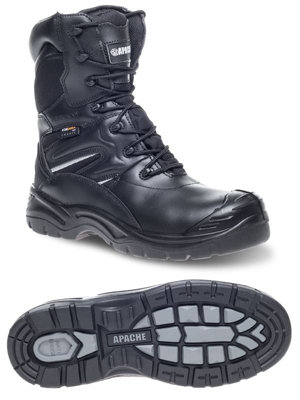 Apache COMBAT High Leg Waterproof Safety Work Boots Black (Sizes 5-12)