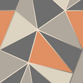 Apex Geometric Wallpaper Burnt Orange and Grey Fine Decor FD42002