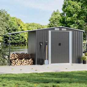 Apex White Waterproof Outdoor Garden Storage Shed  Tool Shed with Double Door 8x4 ft