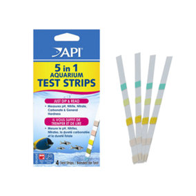 API 5-IN-1 TEST STRIPS Freshwater and Saltwater Aquarium Test Strips 4-Count Box