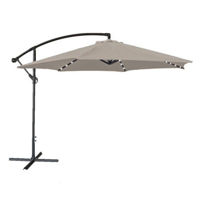 Apollo Banana Cantilever Parasol with Built in LED Lights Beige
