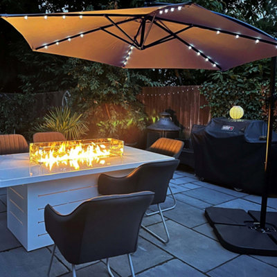 Apollo Banana Cantilever Parasol with Built in LED Lights Beige