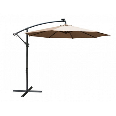 Apollo Banana Cantilever Parasol with Built in LED Lights Beige