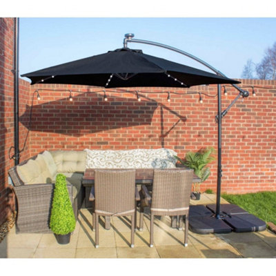 Apollo Banana Cantilever Parasol with Built in LED Lights Black