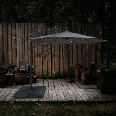 Apollo Banana Cantilever Parasol with Built in LED Lights - Grey