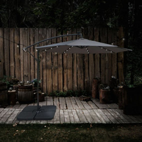Apollo Banana Cantilever Parasol with Built in LED Lights - Grey