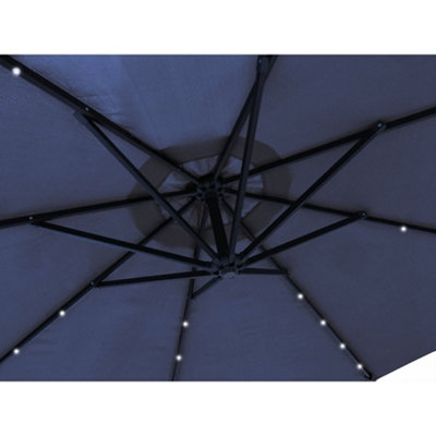 Apollo Banana Cantilever Parasol with Built in LED Lights - Navy