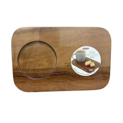 Apollo Housewares Acacia Wooden Tea & Biscuit Board Biscuit Shaped Mug ...