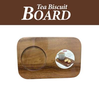 Apollo Housewares Acacia Wooden Tea & Biscuit Board Biscuit Shaped Mug ...