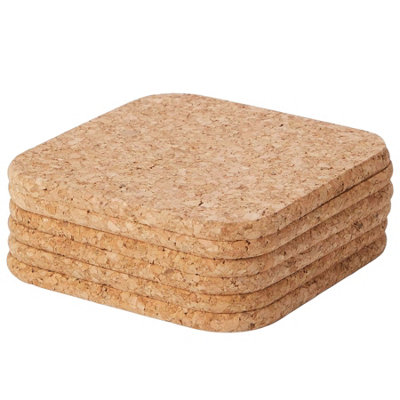 Apollo Square Cork Coaster Set 6 Piece Table Placemats Set