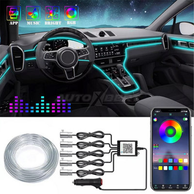 APP Control 5-In-1 RGB LED Interior Strip Light Car Ambient Atmosphere ...