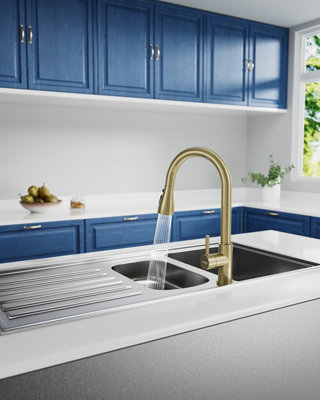 APPASO Gold Kitchen Tap, kitchen mixer tap pull-out spray 360 swivel 3-mode stainless steel