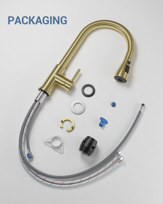 APPASO Gold Kitchen Tap, kitchen mixer tap pull-out spray 360 swivel 3-mode stainless steel