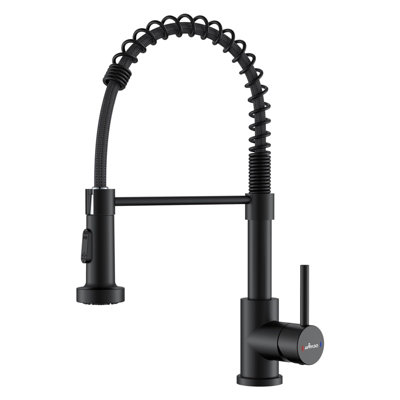 Appaso Kitchen Tap Black with Pull Out Spray 360 Degrees Swivel, Single Lever Kitchen Mixer Taps Stainless Steel Matt-Black