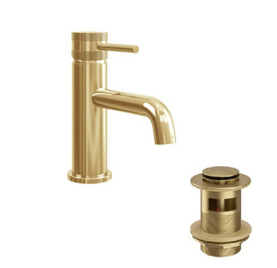 Apres Brushed Brass Mono Basin Mixer+Waste