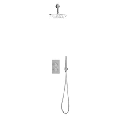 Apres Chrome Round Handle, Built-in Shower Valve Handset & Wall Mounted Head