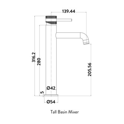 Apres Tall Black Basin Mixer Tap