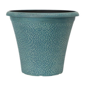 April Indigo Green Round Planter 14.5'' Container For Flowers